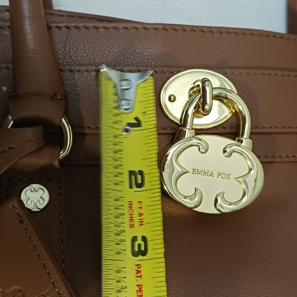 Emma Fox Leather Designer Purse  BROWN w GOLD Chain Strap Fancy Business $200 - Picture 12 of 15
